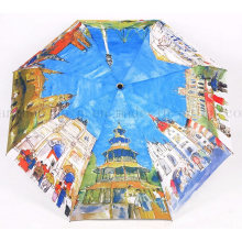 Parapluie de soleil de plage se pliant anti UV promotionnel d&#39;impression d&#39;OEM